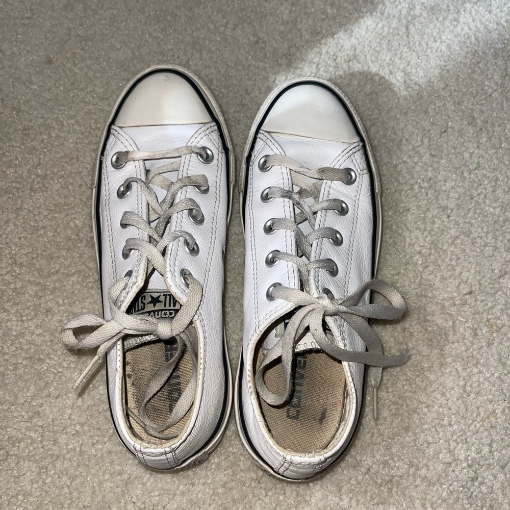 white leather converse